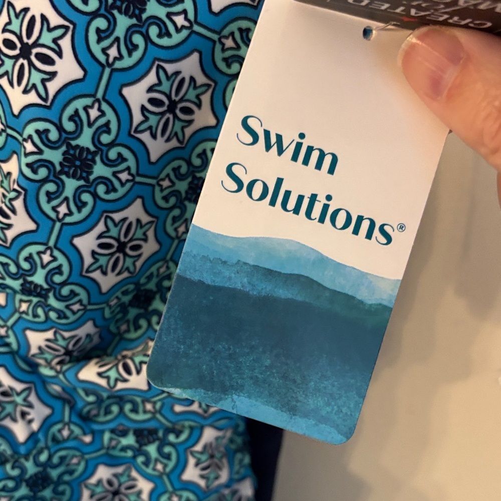 Swim Solutions Macy’s tummy control bust support geometric One Piece Swimsuit 14 - Picture 7 of 13